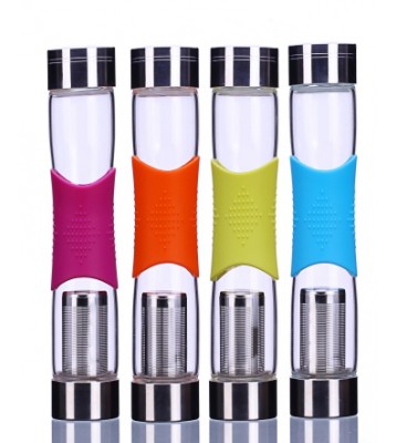 Hot sale Amazon high borosilicate water bottle with stainless steel filter element