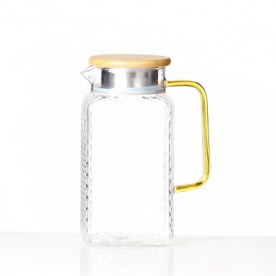 2019 Customized Cold Water Glass Tea Pot and Kettle,with yellow handle