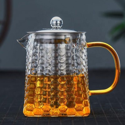 Square glass tea pot with stainless steel infuser and lid  350ml