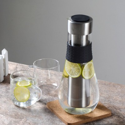 hand blown glass pitcher High Temperature Resistant  Glass  Water Storage  with drinking cup