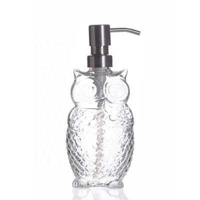 Multifunctional Glass Liquid Soap Dispenser Hand Wash Sanitizer Shampoo Dispenser Bottle,Owl shape