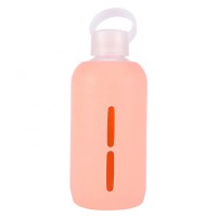 Custom Logo Break Resistant Glass Water Bottle With Silicone Cover