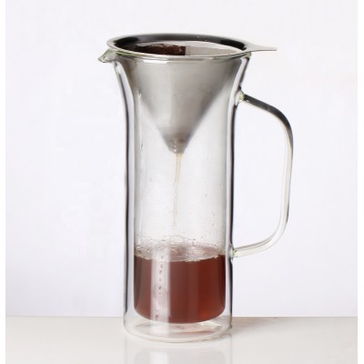 High quality double glass coffee pot with handle