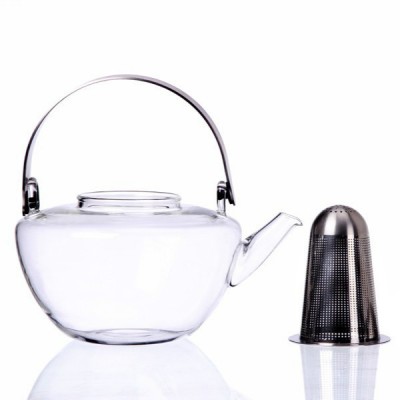 Borosilicate English Glass Teapot Glass Tea kettle With Handgrip,Stainless Steel Lid,Reusable Filter