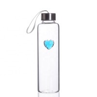 Hot selling gift glass water bottle reusable water borosilicate glass water bottles with heart