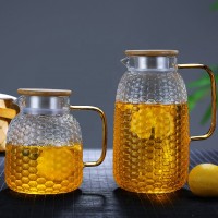 High Borosilicate Juice & Tea Glass Water Pots with Stainless Steel Lid and Handle