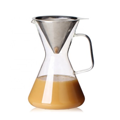 1200ml Handgrip Glass Coffee Maker With Reusable Filter Glass Coffee Carafe